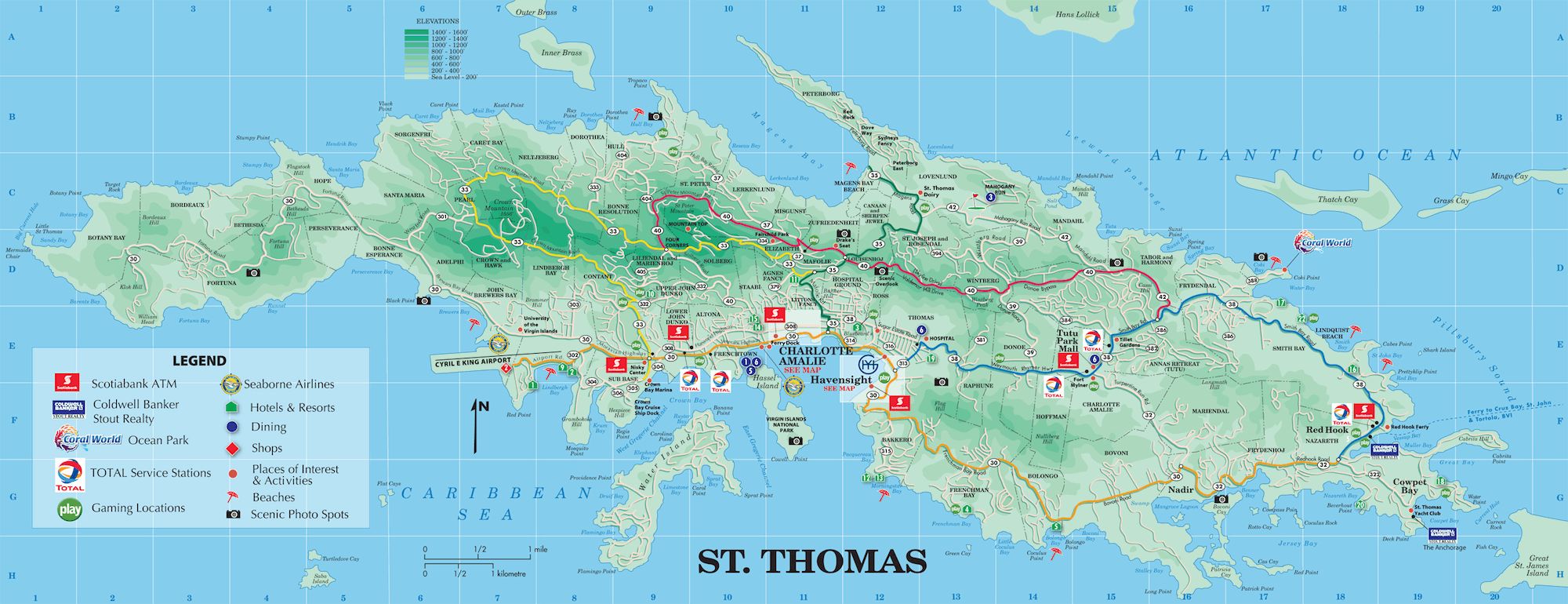 st thomas carte Iles Vierges des etats Unis